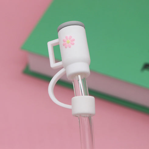 Silicone Straw Covers Cap with Tumbler 10mm Cute Tumbler Straw Toppers for Tumblers, Dust-Proof Drinking Straw Caps for Reusable Straws Tips